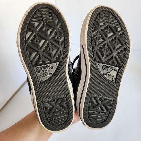 Converse Kids Black Gray Hi Top Sneakers Shoes Yellow Plaid Skater School 11 - Picture 9 of 13